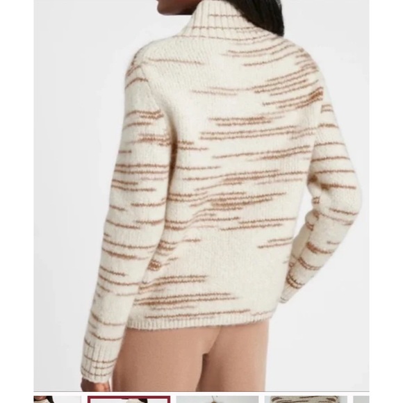 Banana Republic Wool Alpaca Blend Italian Spacedye Rib Funnel Neck Sweater - Picture 9 of 9